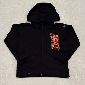 Nike Kids Black Hoodie with Orange Logo